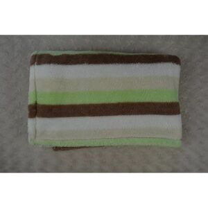 Baby Gear Stripes Baby Blanket Green White Brown Cream Plush Security Lovey